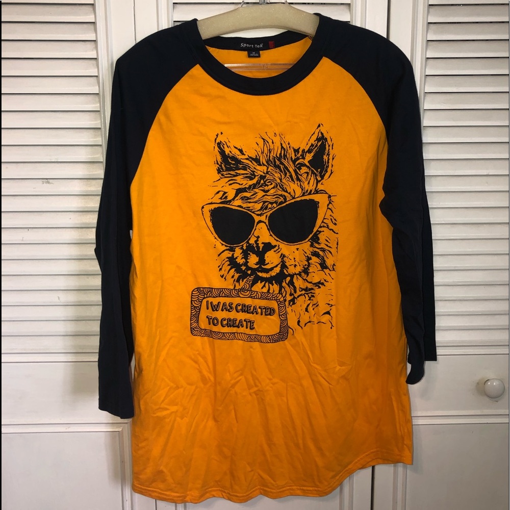 Yellow/Navy Llama Baseball Tee